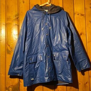 EUC Blue vinyl Charles River heavy duty rain coat